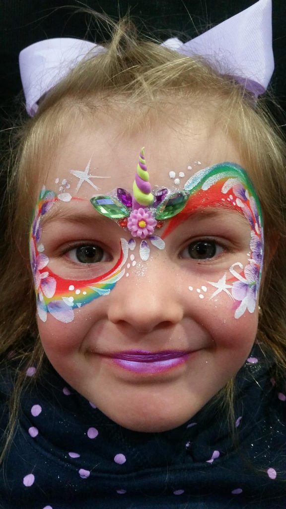 rainbow flower design face painting